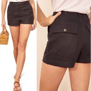 Reformation sterling black linen shorts sz 8